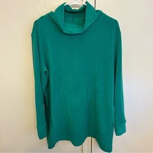 J. Jill Cowl Neck Fleece Pullover Women’s XL Green